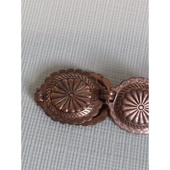 Copper Concho Oval Link Panels Lightweight Southwestern Style Vintage Bracelet - Picture 5 of 10